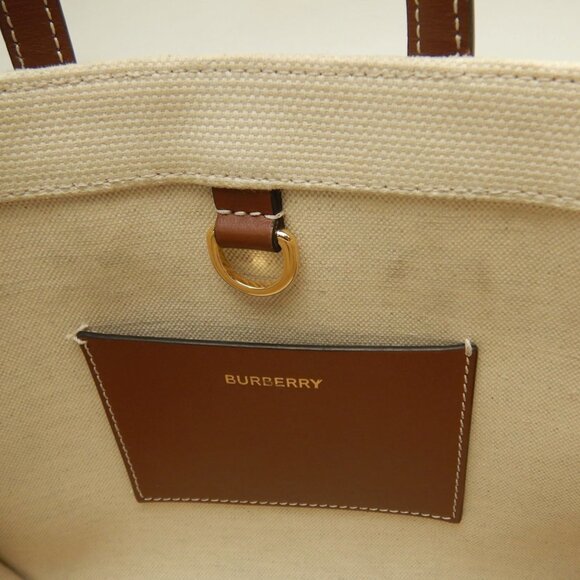 BURBERRY Mini Freya Tote 8044141 Bag Canvas x Leather Natural Brown Women's 2... - Picture 16 of 16